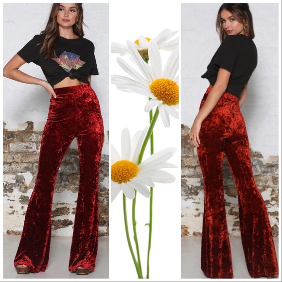 littlegypsie Pants - *LAST ONE* Jimi Hendrix Red Velvet Flare Pants